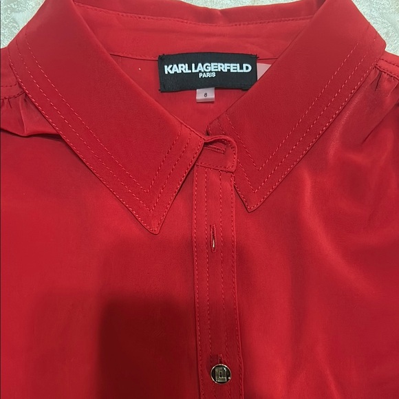 Karl Lagerfeld Red Buttoned Dress size 8 NWT - Picture 2 of 8